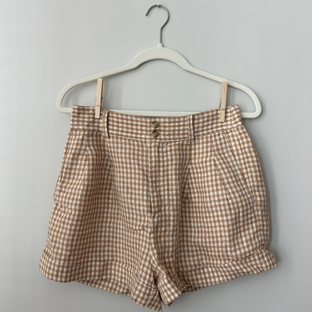 Madewell Linen Gingham Shorts